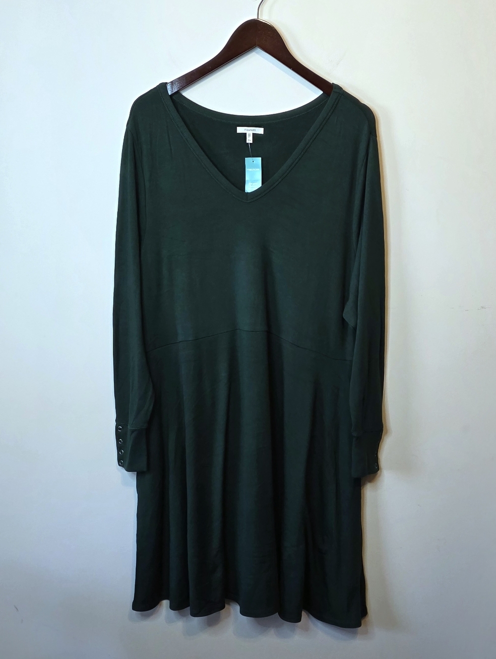 Old Navy Verdigris Green Fit & Flare V-Neck Long Sleeve Knit Dress Size 2X